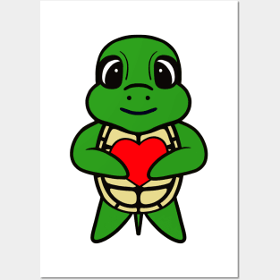 Happy Valentines Day Turtle Posters and Art